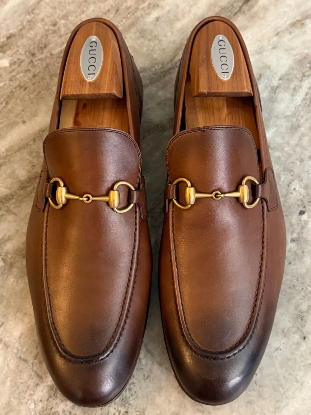 GUCCI Jordaan Horsebit Brown Ombre Leather Loafer 9 /9.5 US 1953 Moccasin $1100